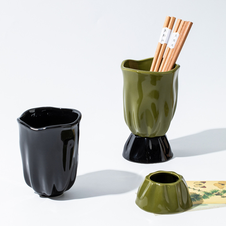 Creative Mid-Century Style Ceramic Chopstick Holder Kitchen Table Cutlery Storage Rack 2025 New Light Luxury