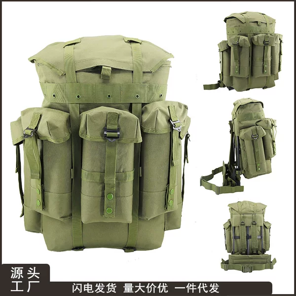 Foreign Trade Tactical Iron Frame Backpack Outdoor Camping Style Camping Style Hiking Multi-Functional Large Capacity Weight-Bearing Backpack