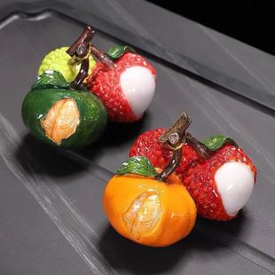 Tea pet small ornaments color change litchi fruit Bayberry golden toad tea table tea play creative tea table ornaments tea set ornaments