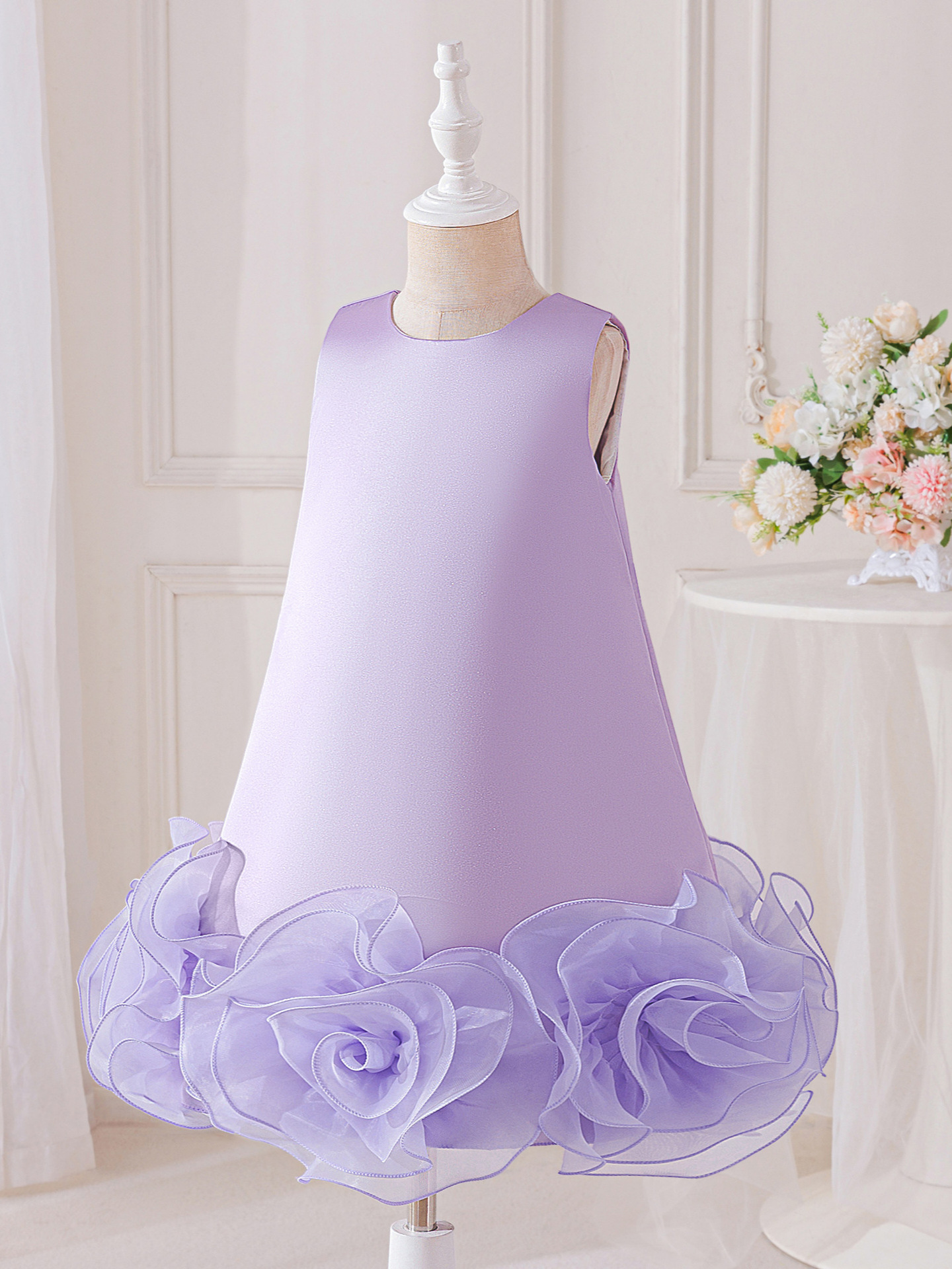 Vestido de niña transfronterizo flor de niña pequeña vestido de cumpleaños vestido de princesa chaleco vestido de estilo extranjero un cabello