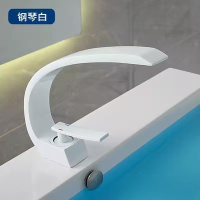 黑色水龙头洗手盆创意极简全铜浴室家用冷热卫生间洗脸面盆台盆|undefined