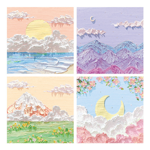 Oil painting convenience stickers ins wind salt style simple Japanese style high-looking sticky cute note sticker scenery N times sticker