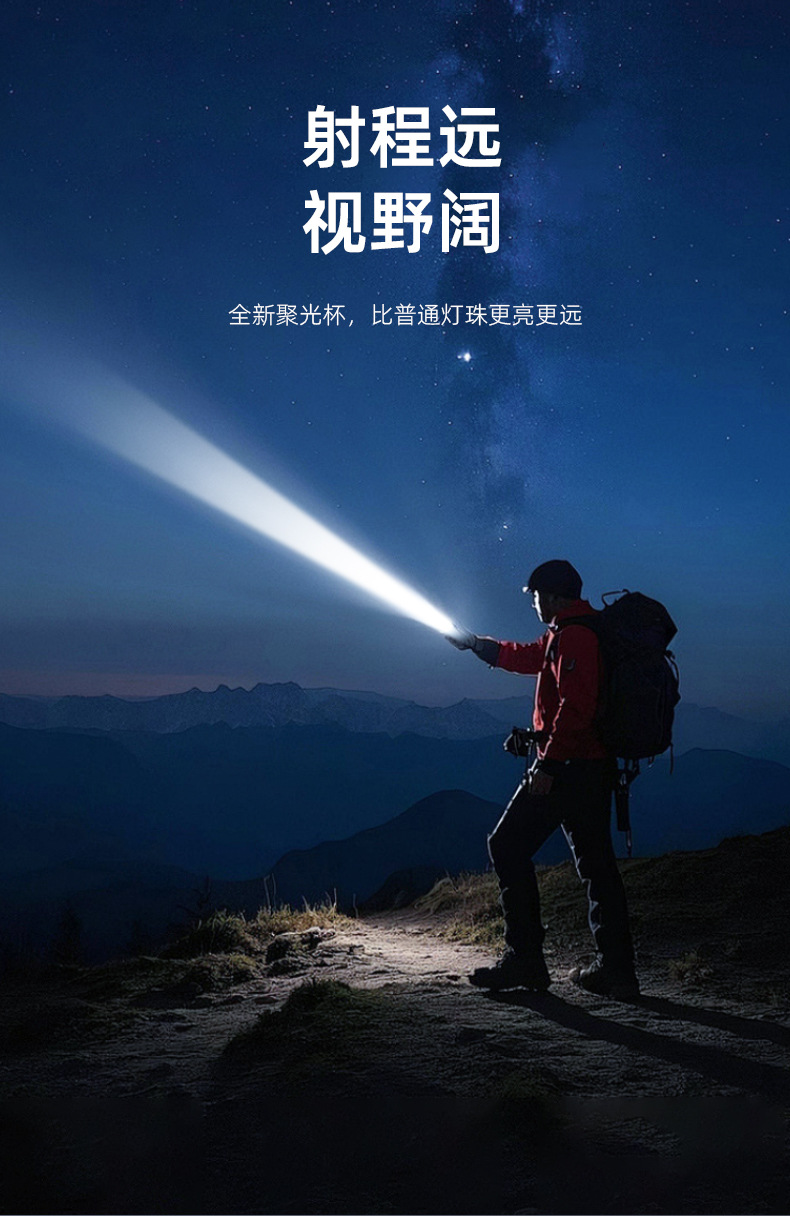 Kangming Led Lithium Battery Small Flashlight Emergency Lighting Lightweight Compact Long Battery Life Household Lighting Flashlight