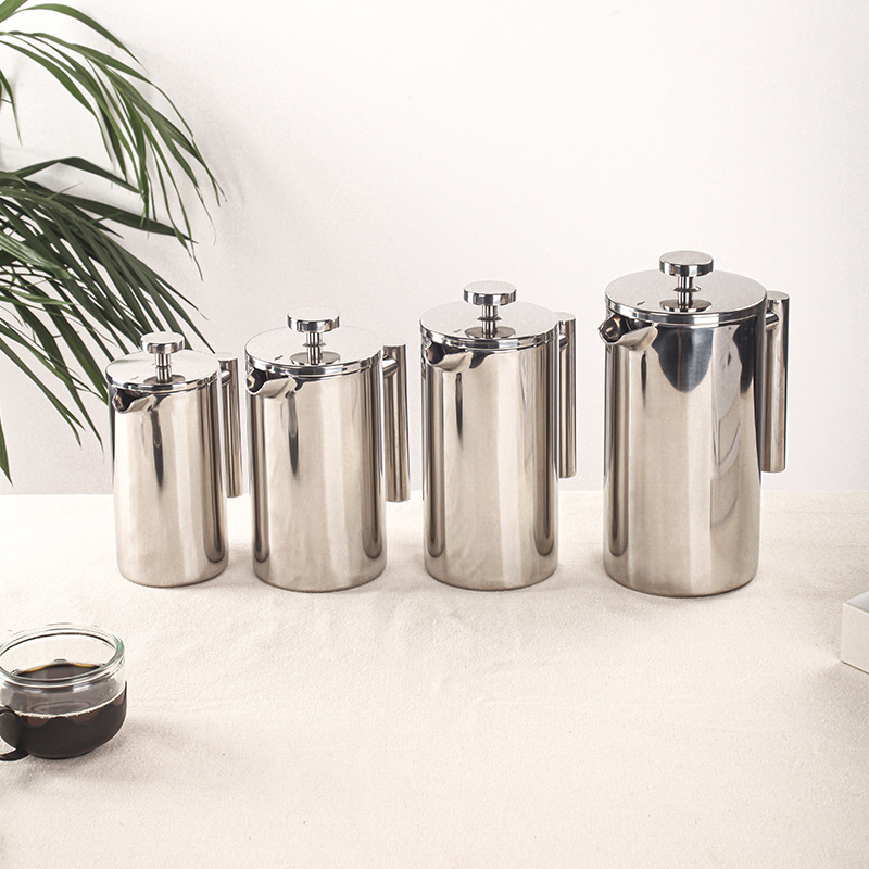 Double-Layer 304 Stainless Steel French Press Coffee Pot Filter Household Hand Brewing Pot Milk Frother French Tea Brewing Machine Double-Layer 304 Stainless Steel French Press Coffee Pot Filter Household Hand Brewing Pot Milk Frother French Tea Brewing Machine