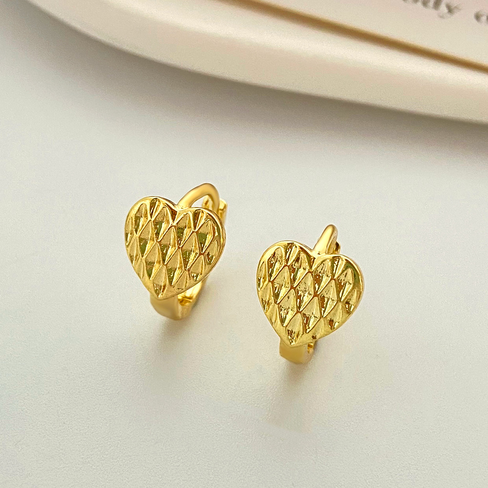 Copper Material Simple Style Copper Micro Inlaid Zircon Flower Heart Earrings
