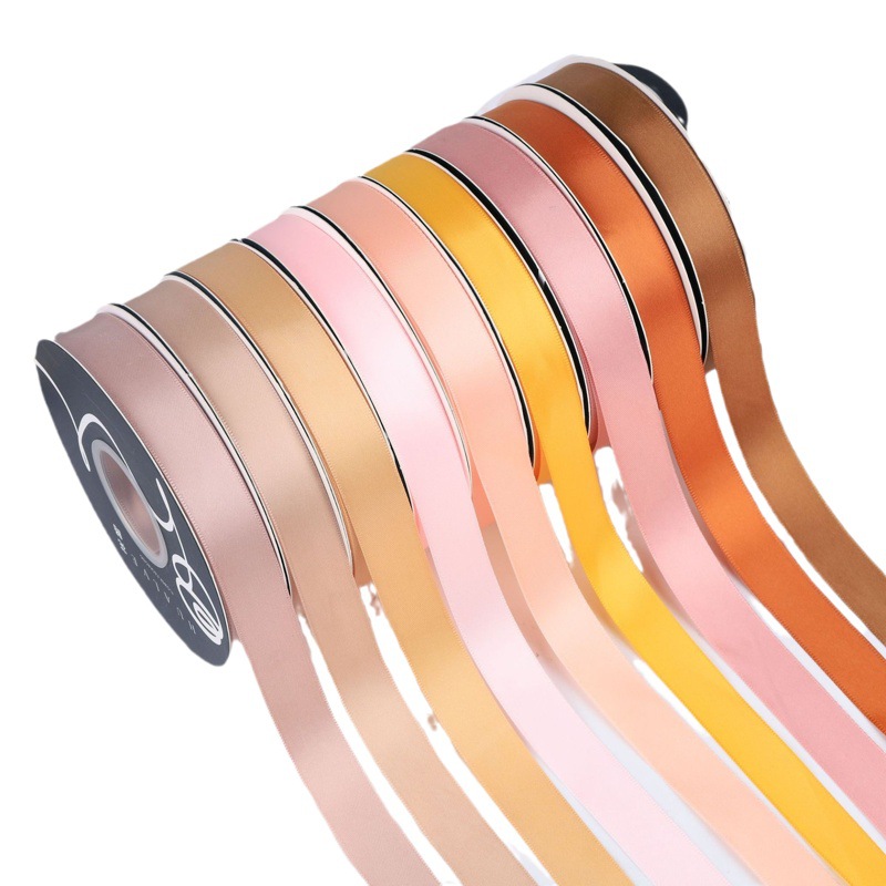 Cinta de poliéster de color sólido de 2cm al por mayor embalaje de ramo DIY FLORAL material hecho a mano cinta de embalaje de flores de doble cara