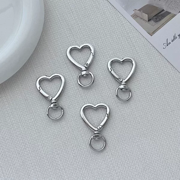 Spot Zinc Alloy Electroplated Love Buckle Silver Peach Heart Spring Buckle Luggage Pendant Accessories Jewelry Buckle Connecting Buckle Factory