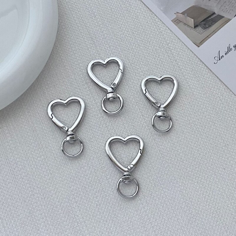 Spot Zinc Alloy Electroplated Love Buckle Silver Peach Heart Spring Buckle Luggage Pendant Accessories Jewelry Buckle Connecting Buckle Factory