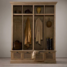 美国RH原单实木橡木成人衣柜法式乡村复古家具装饰柜简约中式书柜