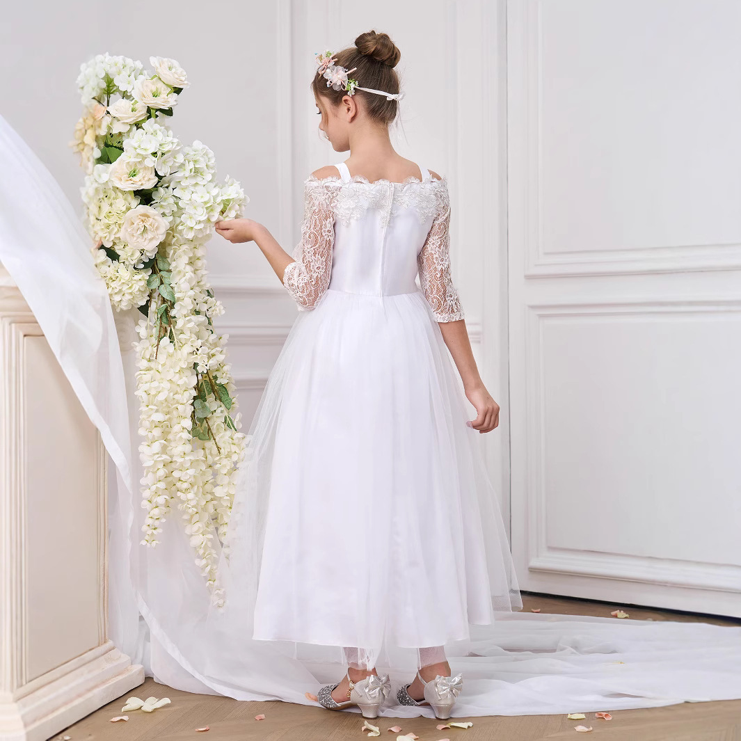 Nuevo vestido para niños, vestido de princesa, vestido de fiesta de cumpleaños, vestido de fiesta de niña de flores elegante