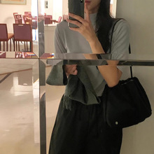 清仓 莫代尔薄款高领短袖T恤女2025夏季韩版内搭打底衫 vergam*t