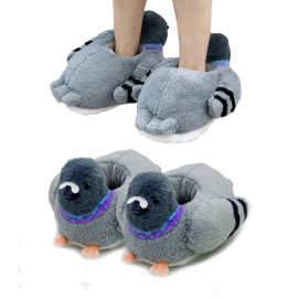 跨境新品Gray Dove Plush Slippers鸽子拖鞋毛绒玩具公仔玩偶