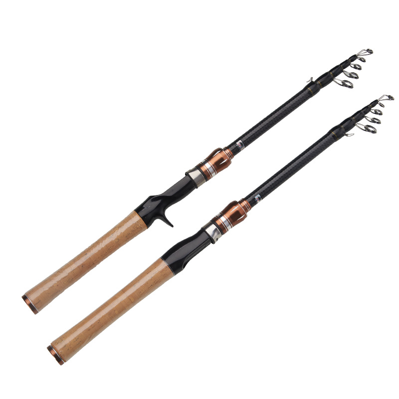 得趣炭素伸縮路亜竿携帯オーク材短節釣竿M調銃柄直柄海竿路滑り棒