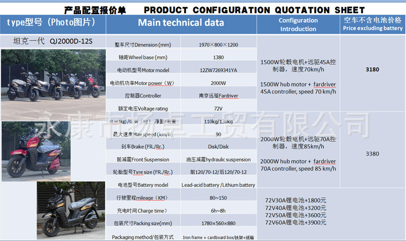 Qijue Tank Electric Motorcycle 72V Lithium Battery Electric Scooter Russian Gt Electric Scooter Wholesale