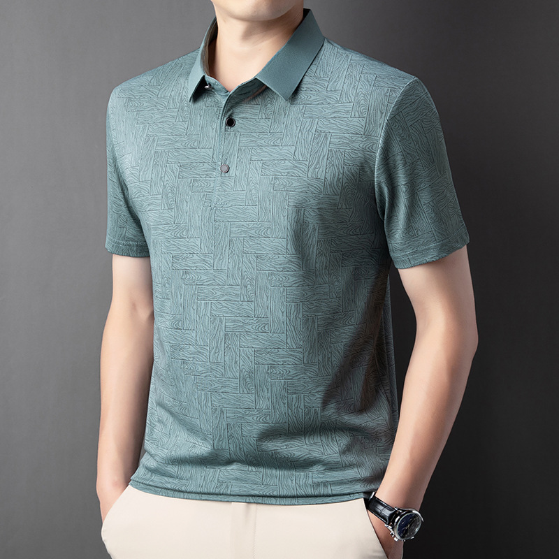 Cross-Border Summer Men's Short-Sleeved Poio Shirt, Middle-Aged Casual Trendyy Top, Men's Versatile High-End Lapel T-Shirt