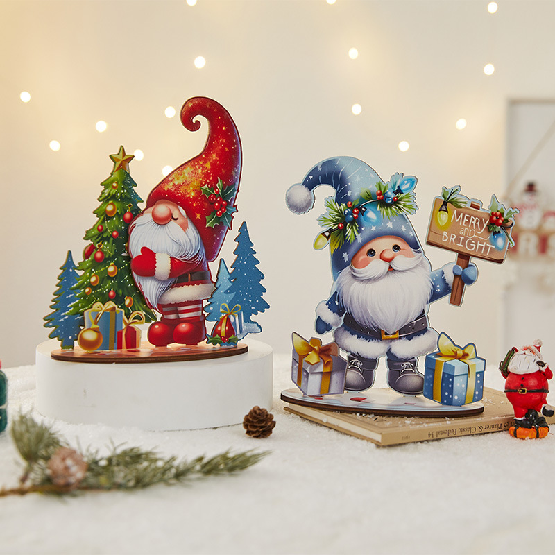 Wooden Christmas Decorations – Festive Santa & Tree Tabletop Ornaments (7 Styles, Rustic Holiday Home Décor)_voghion.com
