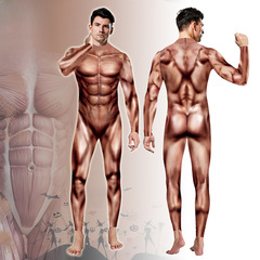 European and American new Halloween muscle cosplay stage performance costumes funny printed jumpsuit for men and women