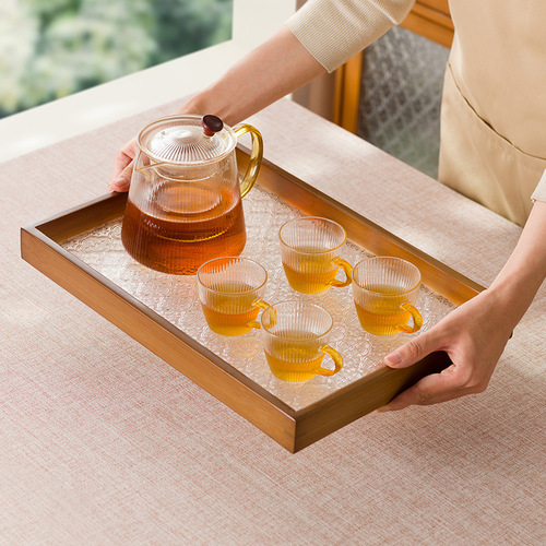 Tea tray, household tea tray, rectangular tea set, coffee table, small dry bubble table, living room, teacup storage, bamboo dinner plate