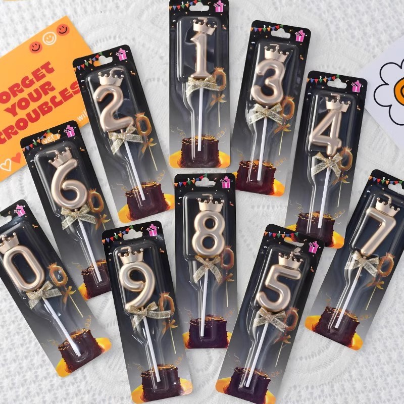 网红彩色皇冠蝴蝶结数字蜡烛生日蛋糕装饰插件周岁派对装扮香薰