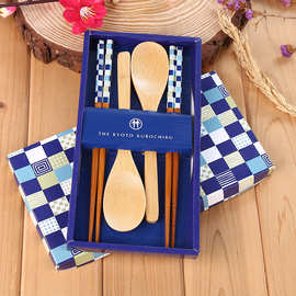 木勺子日式两筷两勺创意礼盒餐具情侣筷子勺子竹制楠竹礼物礼品厂