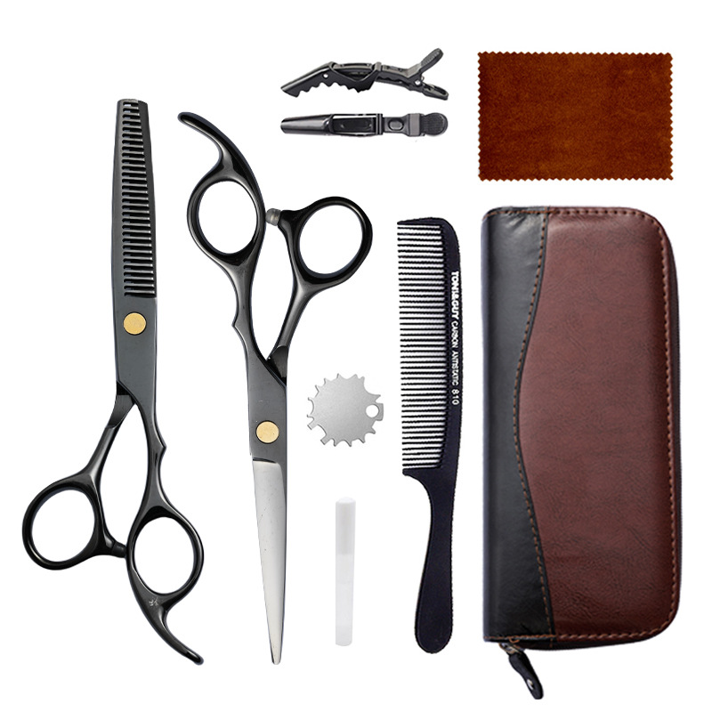 Juego de tijeras de peluquería de 6 pulgadas, acero inoxidable 440C, tijeras planas, tijeras de entresacar, herramienta para flequillo, tijeras de peluquería Amazon