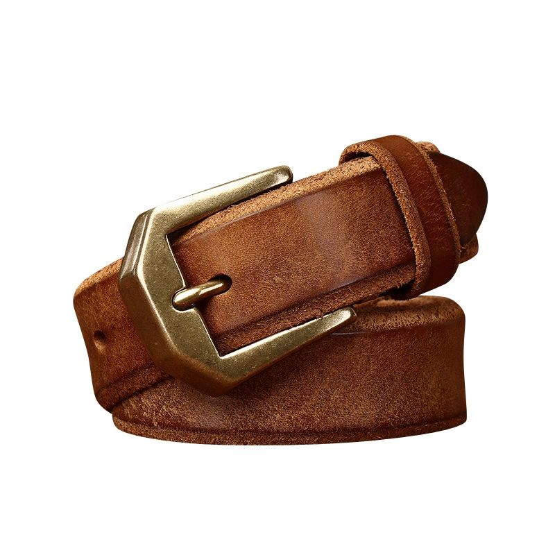 Leather copper retro belt, genuine leather, cowhide