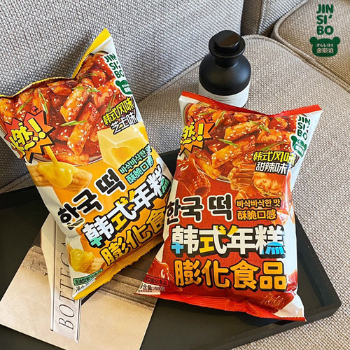 Ginsorp Korean-style Rice Cake Strips Puffed Snack Cheese Sweet & Spicy Flavor 68g Casserole Potato Sticks Internet Famous Leisure Snack