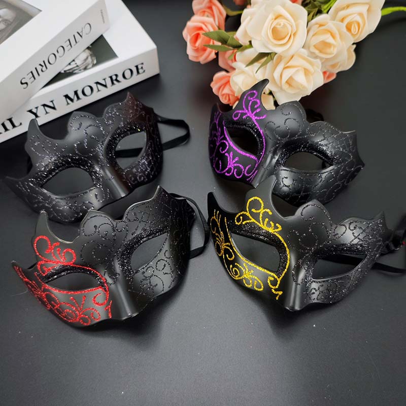 Máscara de zorro hueco transfronteriza polvo polvo máscara multiángulo máscara de mitad de cara máscara de Halloween carnaval máscara de baile