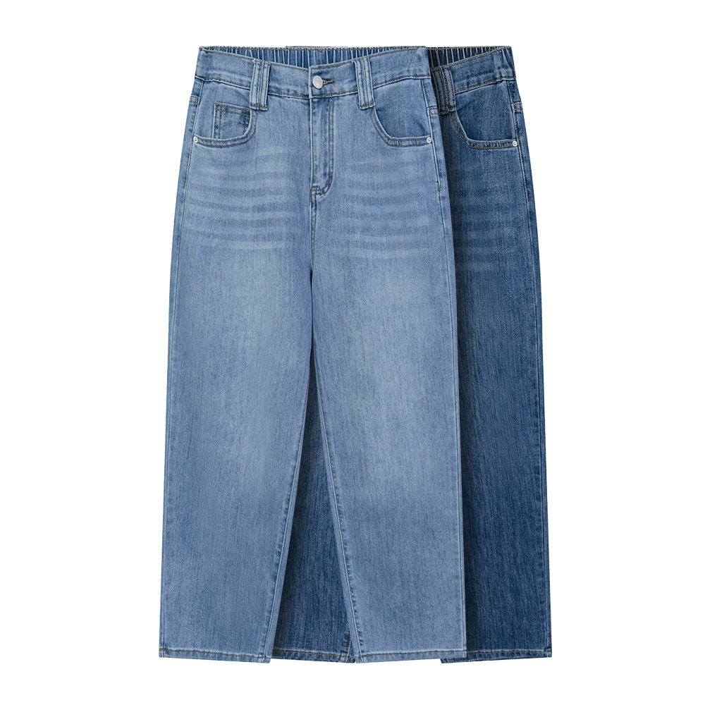 Джинсы большого размера женские летние тонкие толстые MM полуэластические американские повседневные дикие шаровары 2516