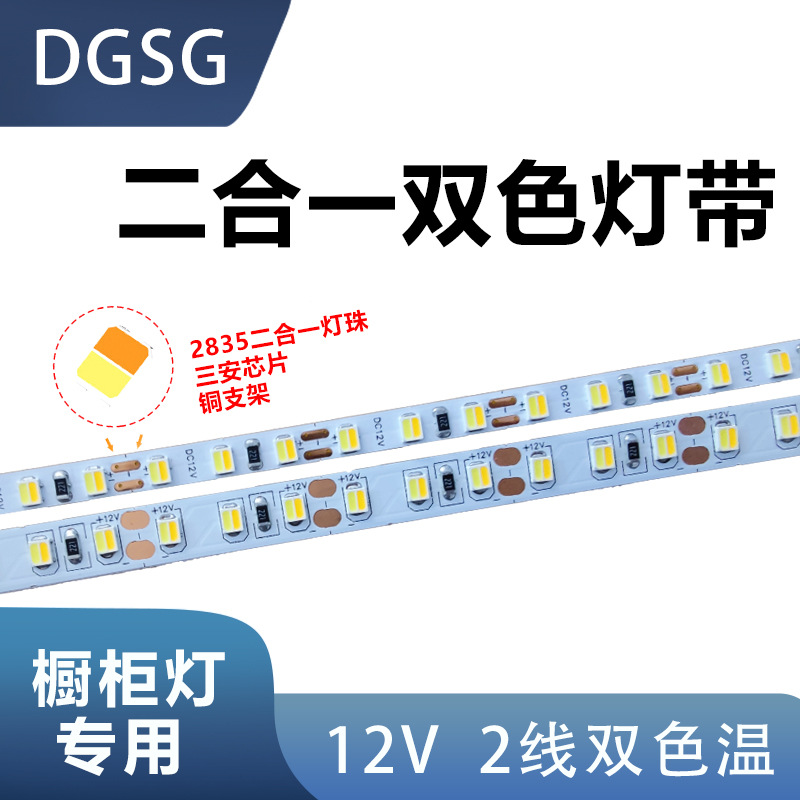 2 선 2 색 온도 2835 램프 2 대 1 5MMLED 전기 도금 플레이트 저전압 12V 지능형 3 색 디밍 선형 램프