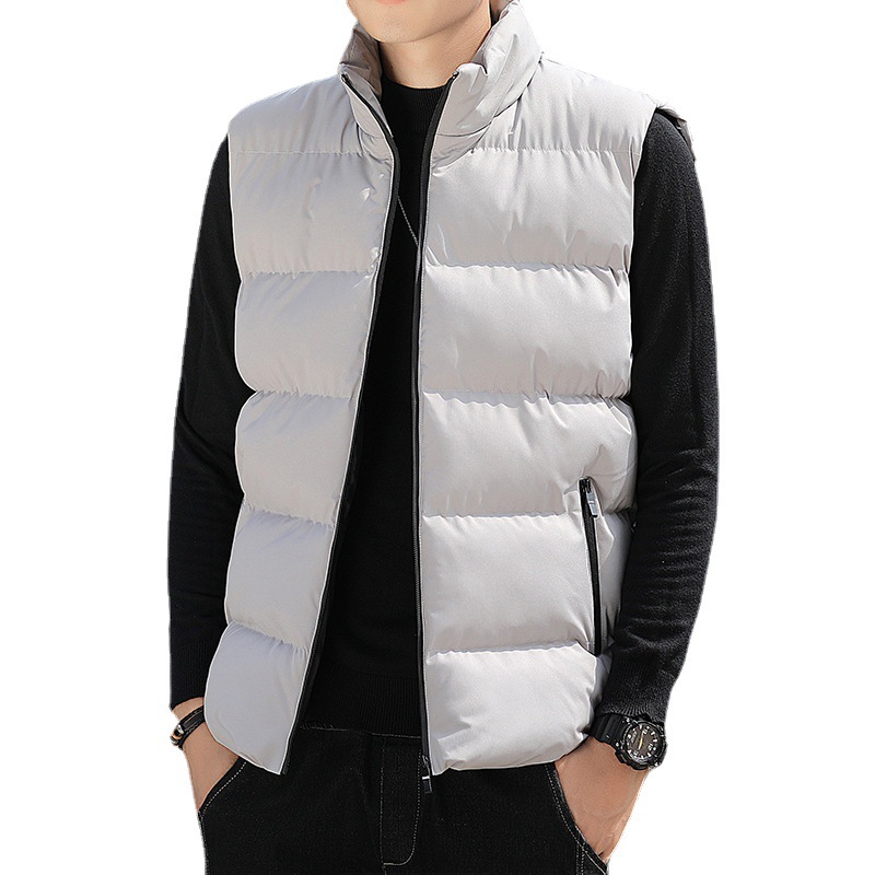 Chaleco de los hombres de otoño e invierno nueva moda abrigo de los hombres Chaleco Corto chaleco caliente sin mangas abajo algodón soporte collar abrigo