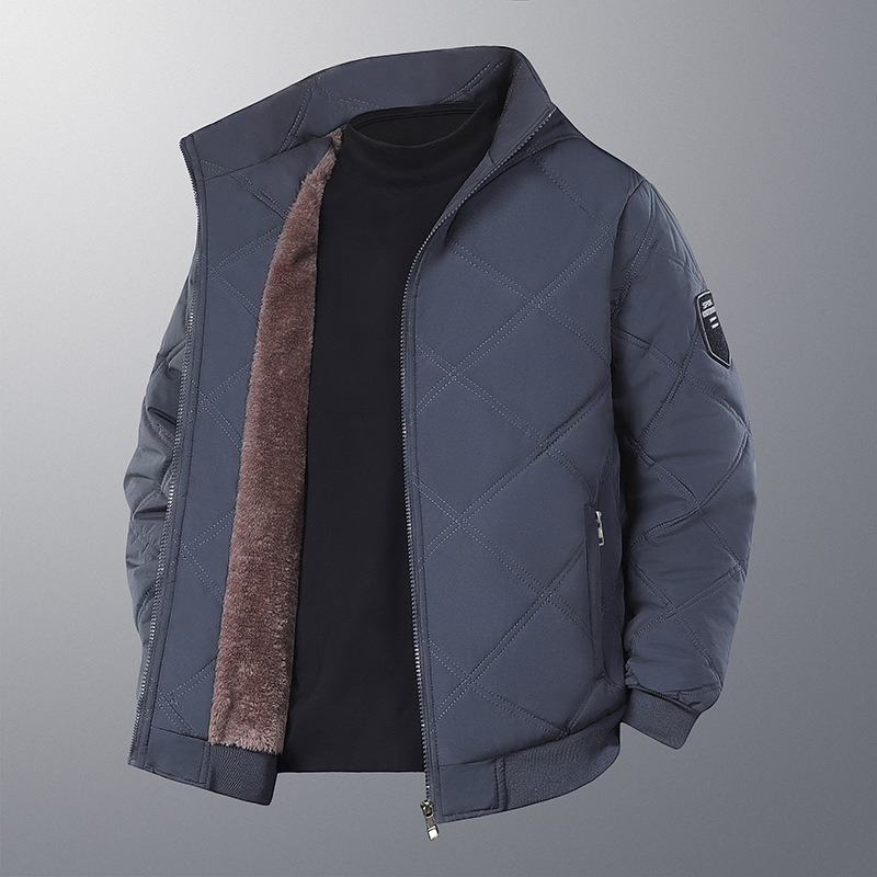 M-8Xl Large Size Cross-Border 2025 New High-End Executive Soft Shell Cotton Outwear for Middle-Aged and Elderly Men's Jacket Fleece-Lined