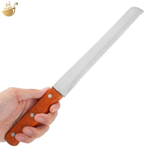 Wholesale baking tools 8-inch stainless steel wooden handle bread knife cake spatula toast slicer baking tools