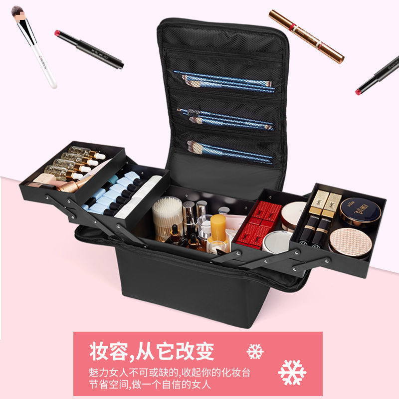 大容量多层手提专业防水化妆包简约便携美甲纹绣纹眉工具箱速卖通|undefined
