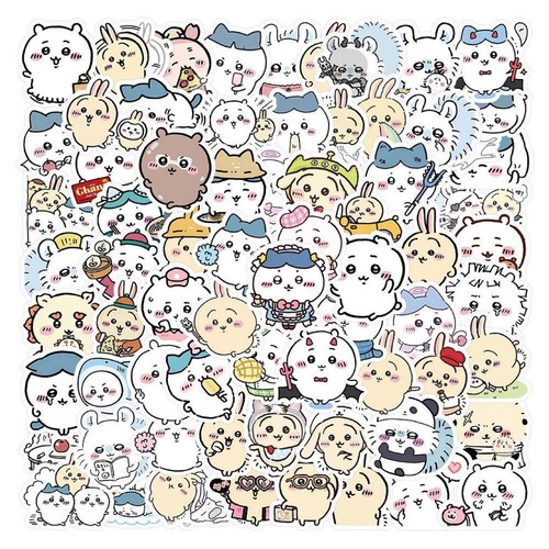 100 sheets of cartoon Chiikawa sticker, cute and funny internet star notebook decoration waterproof sticker art