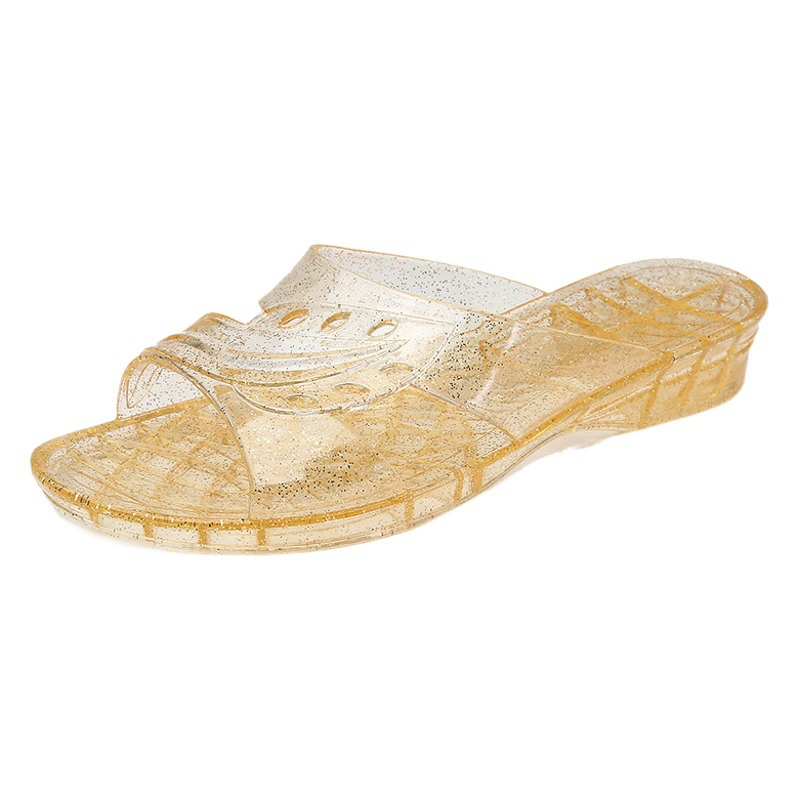 Сандалии и тапочки, женская летняя верхняя одежда, тапочки на среднем каблуке, повышенные в стиле кибер-знаменитостей, универсальные модные желейные Нескользящие тапочки с кристаллами