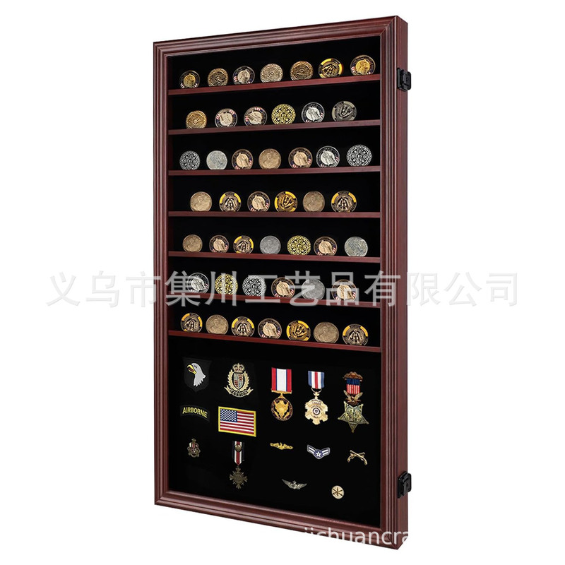Cross-Border Popular Large-Capacity Coin Storage Display Frame Medal Badge Wall Hanging Decorative Box Removable Partition