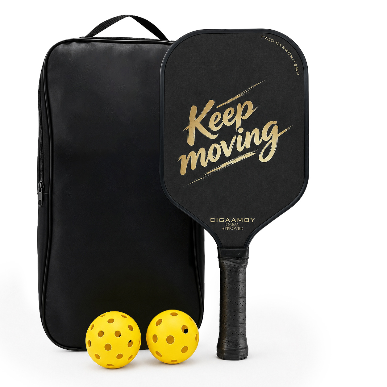 Pickleball racket made of carbon fiber T700, with a non-slip grip material that feels comfortable to hold