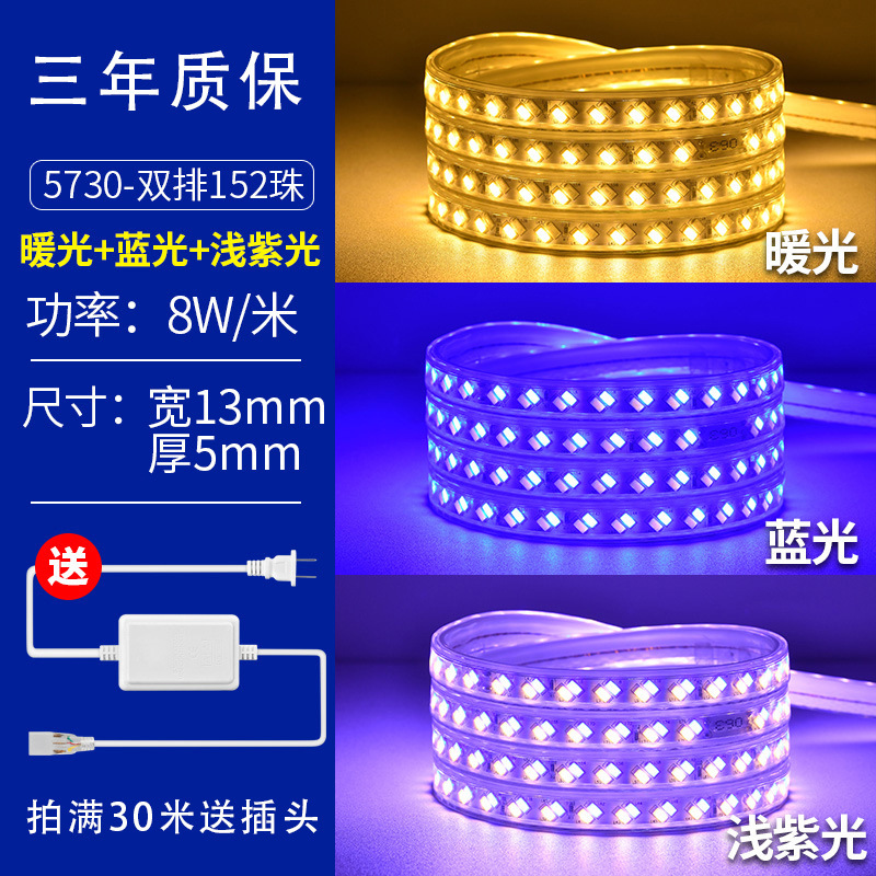 灯带led灯条三色变光家用变色客厅吊顶220V户外防水rgb长条软七彩|undefined