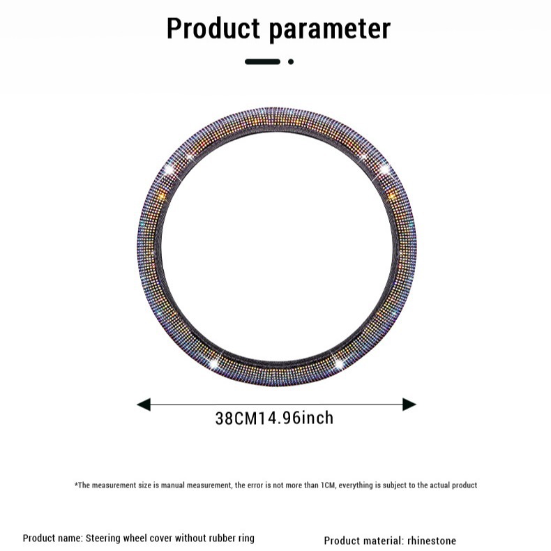 Cubierta del volante incrustado en el diamante del coche sin anillo interior rhinestone de diamante lleno con malla de diamante rhinestone perforación en caliente cubierta de la manija elástica de diamante completo