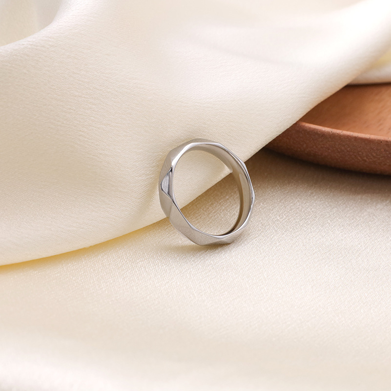 Steel Color Rhombus Stainless Steel Ring