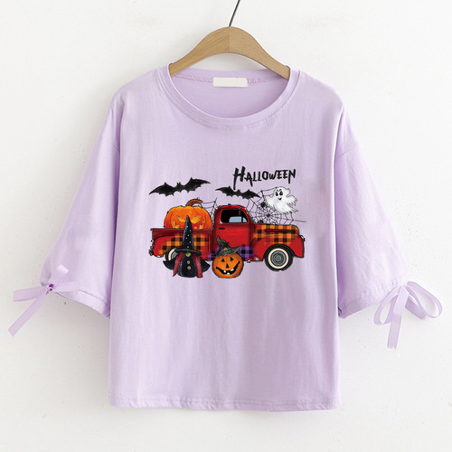 Bestselling Ghost Festival Children's Apparel Heat Transfer Halloween Car Bat Kids Clothing Handmade DIY Heat Transfer