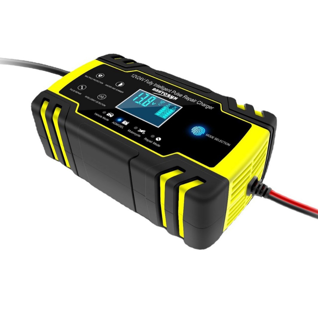 Cargador de batería para coche y moto 12V/24V – cargador inteligente AGM, camiones, versión UE/UK