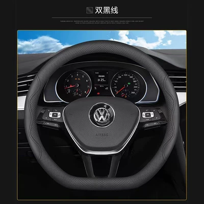 Steering wheel cover Steering Wheel Cover, Universal - d-shaped-double-black-line-38cm