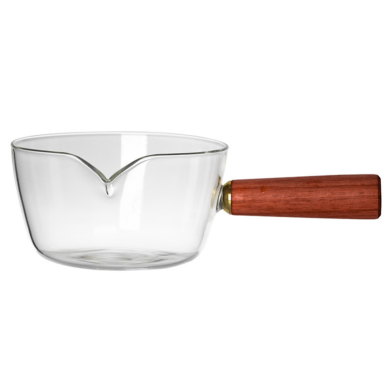 Panas de vidrio para desayuno casero leche queso italiano sopa con mango de madera para horno de cerámica eléctrica de fuego abierto panela de alimentos complementarios transfronterizos