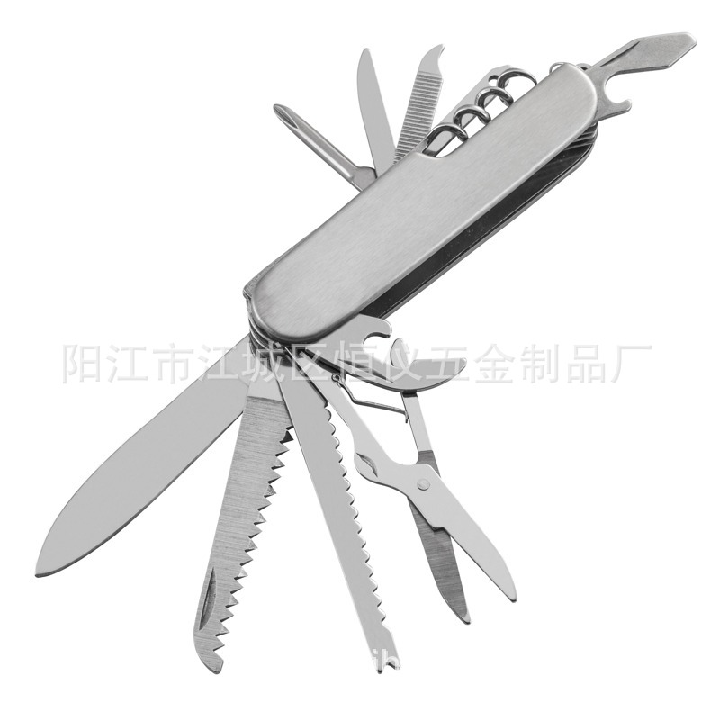 供应平面11开小刀 户外野营小刀7功能平壳不锈钢多用礼品小刀批发