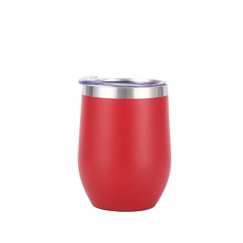 Taza de cáscara de huevo de 12oz transfronteriza regalo de doble capa de acero inoxidable copa de vino tinto taza de vientre grande aislamiento al vacío en forma de U swig pollo