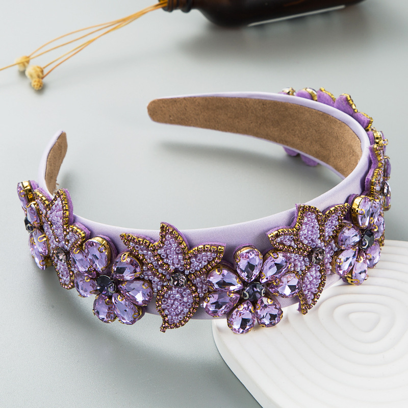 New Fashionable Fabric Rhinestone Headband Women's Retro Baroque Bright Hair Accessories display picture 4