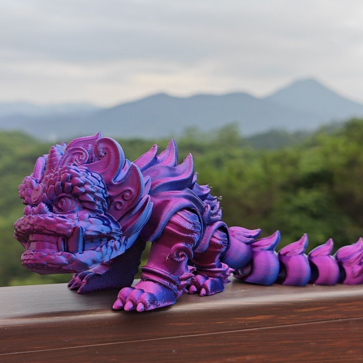 3d打印国潮风Q版萌醒狮解压网红风水仿古室内摆件茶宠汽车装饰