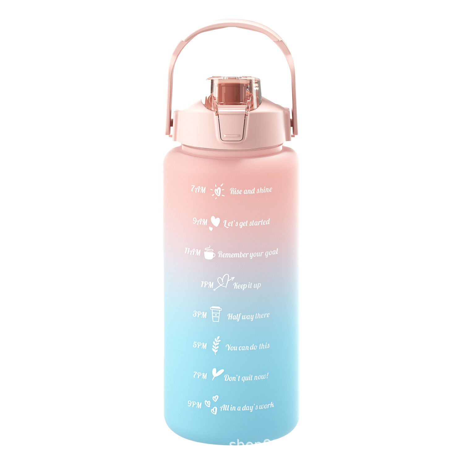 Taza de agua de tres piezas taza de paja de gran capacidad taza de agua de color degradado espacio deportivo olla taza de agua de plástico esmerilado con escala